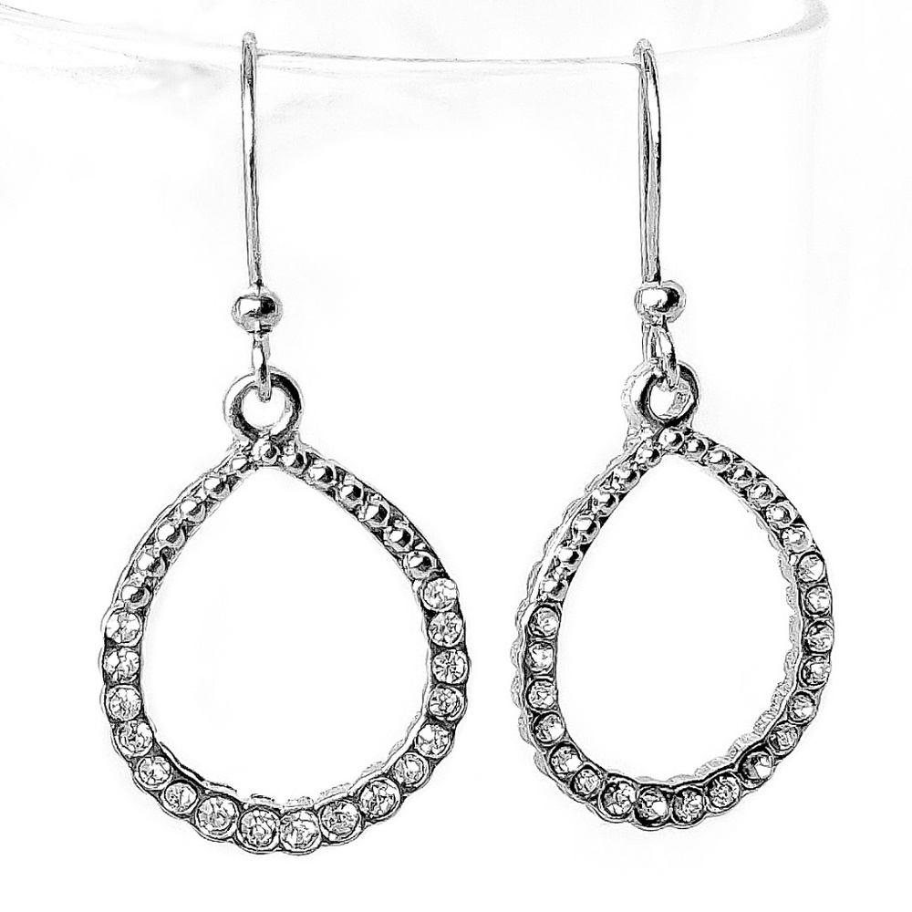 Lightweight Earrings•Faux Diamond•Silver